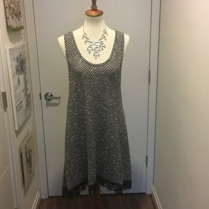 Chevron knit mini dress W/ black lace hem NWOT